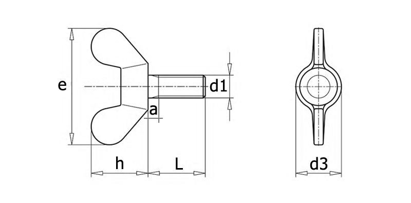 DIN 316 Винт барашковый “американская форма”, вид 1, чертёж 1