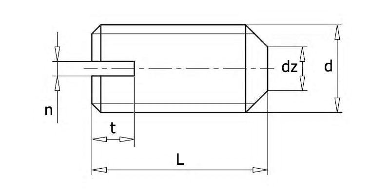 DIN 438 Винт установочный с засверленным концом, вид 1, чертёж 1