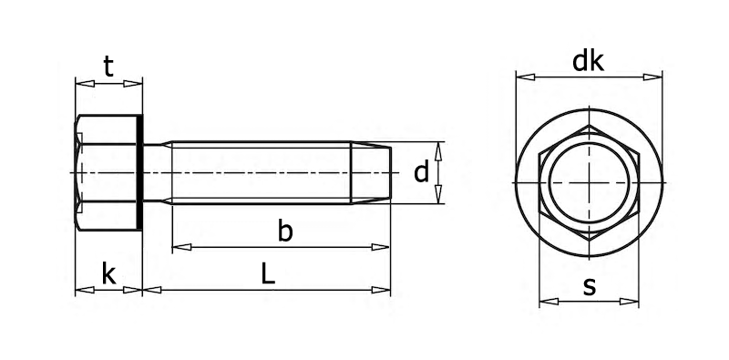 DIN 7984 Винт с низкой цилиндрической головкой и внутренним шестигранником, вид 1, чертёж 1