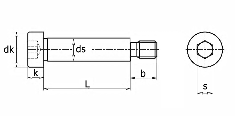 ISO 7379 Винт с утолщенным стержнем и внутренним шестигранником, вид 1, чертёж 1