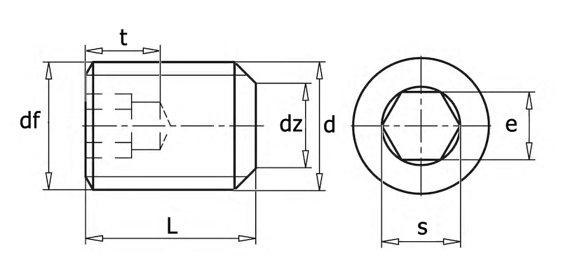ГОСТ 11074-93 (ИСО 4026-77) Винт установочный с плоским концом и внутренним шестигранником, вид 1, чертёж 1