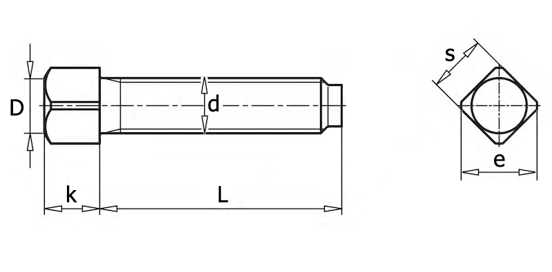 ГОСТ 1482-84 Винт установочный с квадратной головкой и цилиндрическим концом, вид 1, чертёж 1