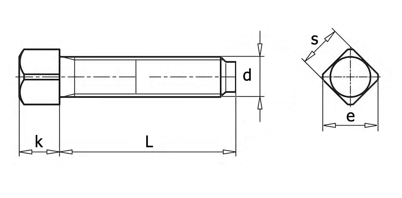 ГОСТ 1485-84 Винт установочный с квадратной головкой и засверленным концом, вид 1, чертёж 1