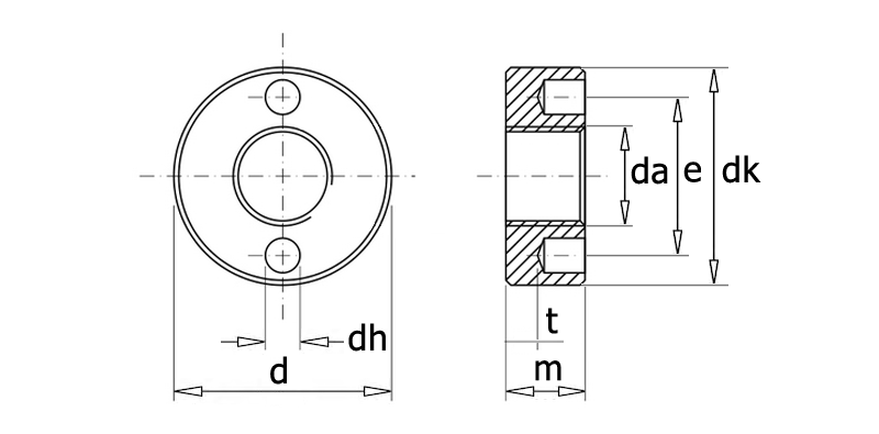 DIN 547 Кольцевая гайка с отверстиями, вид 1, чертёж 1