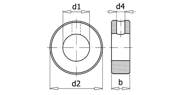 DIN 705 В Кольцо регулировочное с резьбовым отверстием форма В, вид 1, чертёж 1