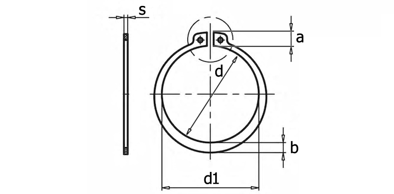 ГОСТ 13942-86 Кольцо наружное стопороное для вала, вид 1, чертёж 1
