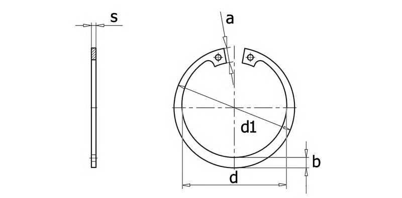 ГОСТ 13943-86 Кольцо внутреннее стопороное для отверстия, вид 1, чертёж 1