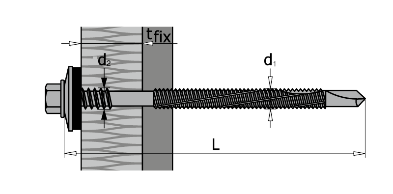 Саморез для крепления сэндвич-панелей к металлическим конструкциям, вид 1, чертёж 1