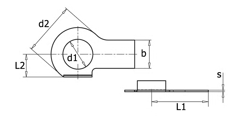 DIN 463 Шайба стопорная с двумя лапками, вид 1, чертёж 1