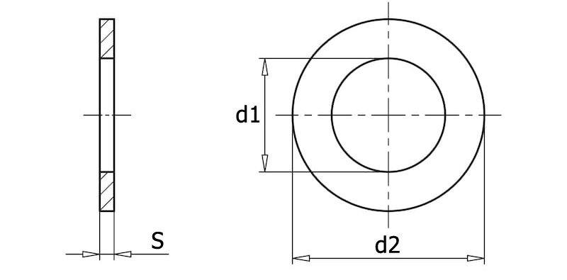 DIN 433 Шайба плоская узкая подкладная, вид 1, чертёж 1