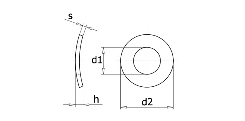 DIN 137 A Гнутая волнистая шайба, вид 1, чертёж 1