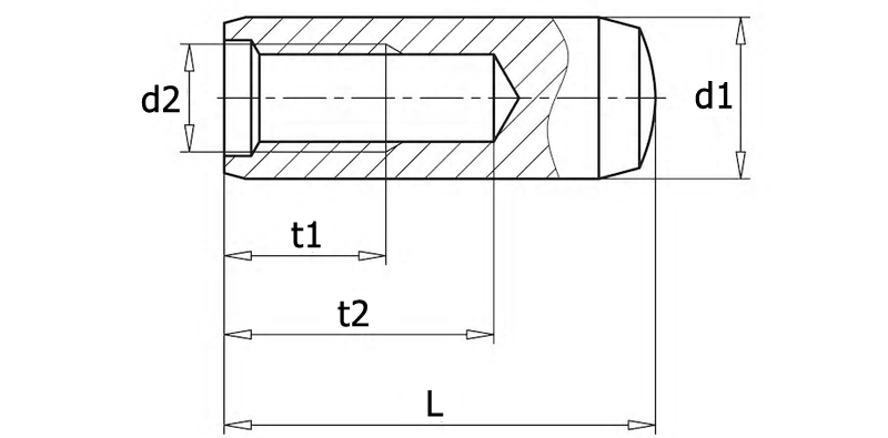 DIN 7979 Штифт цилиндрический с внутренней резьбой, вид 1, чертёж 1