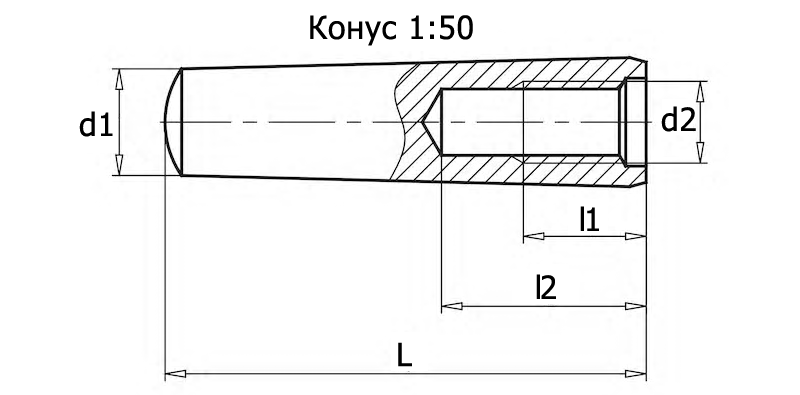 ГОСТ 9464-79 Штифт конический с внутренней резьбой, вид 1, чертёж 1