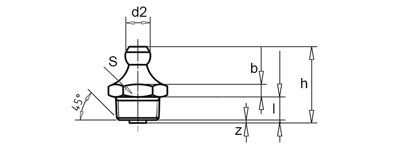 DIN 71412 Пресс-масленка, вид 1, чертёж 1