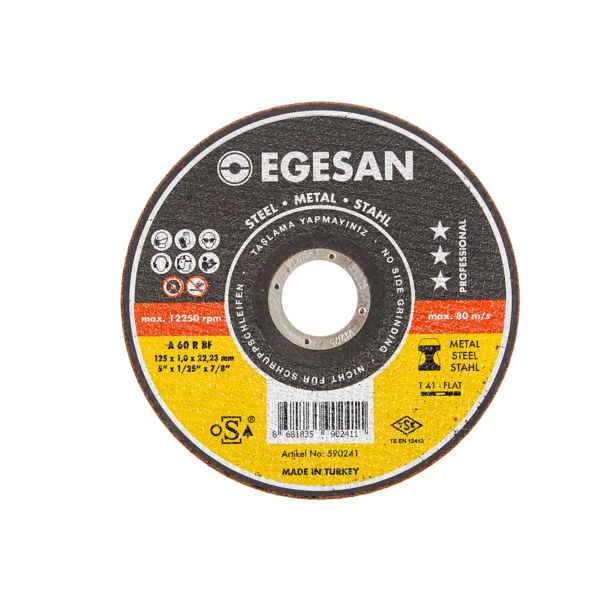  EGESAN Отрезной круг STEEL 125x1x22мм, А60 R BF, угл.сталь, металл (тонкий) 25шт/уп