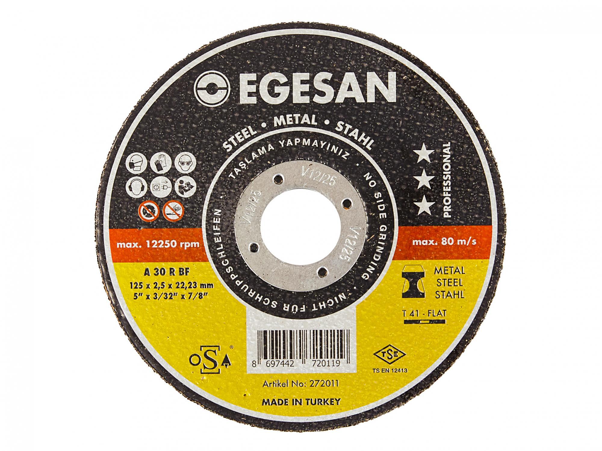  EGESAN Отрезной круг STEEL 125x2,5x22мм, А30 R BF, угл.сталь, металл 50шт/уп