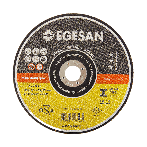 EGESAN Отрезной круг STEEL 180x2,5x22мм, А30 R BF,угл.сталь, металл 25шт/уп